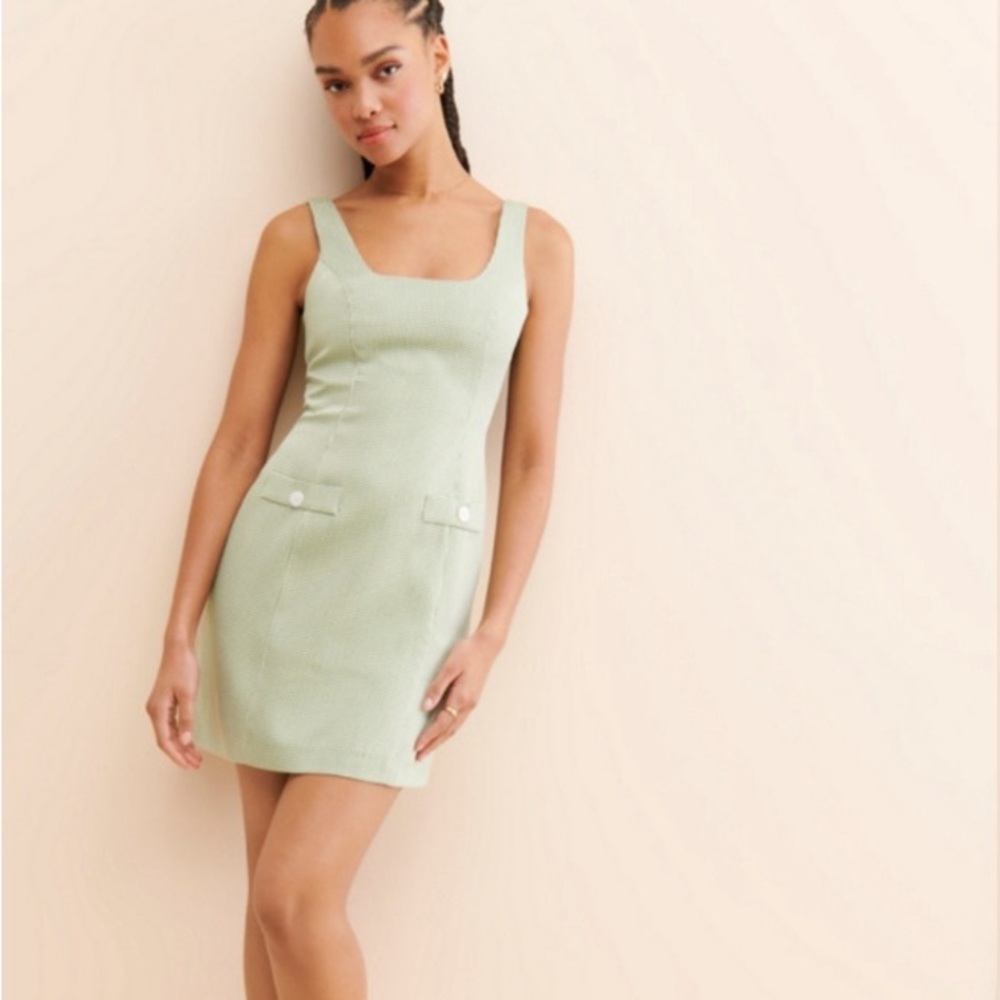 MINKPINK Green Checkered Mini Dress